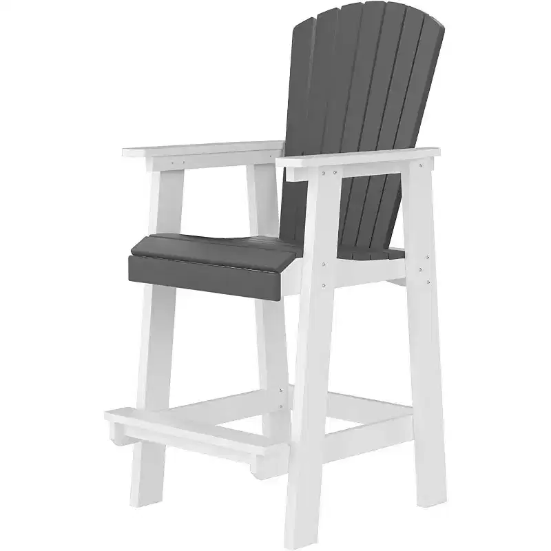 Bar Stools with High Back Footrest Set of 2 Barstools Outdoor Tall Chairs Counter Height Chairs Patio Bar Stool Chair Armrest Stools Black White