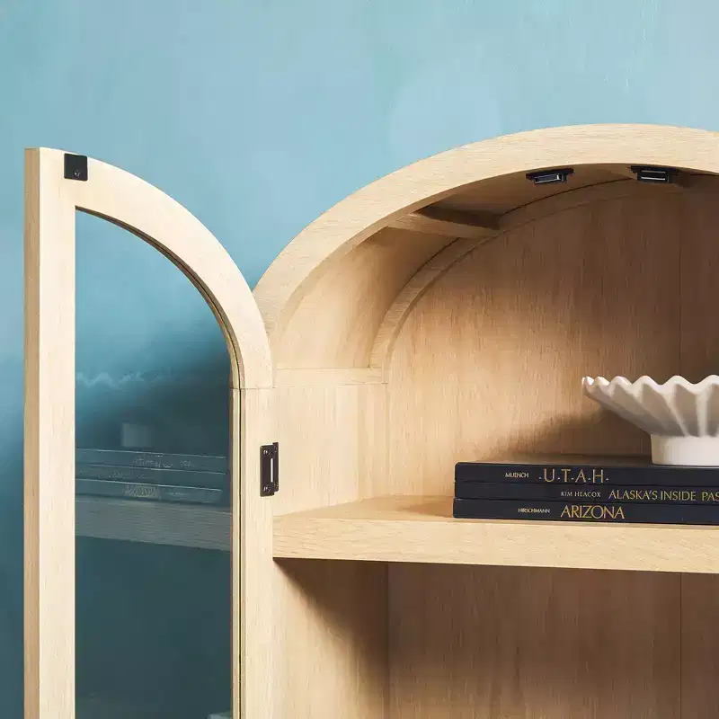 76" 5 Shelf Arched Bookcase Cabinet