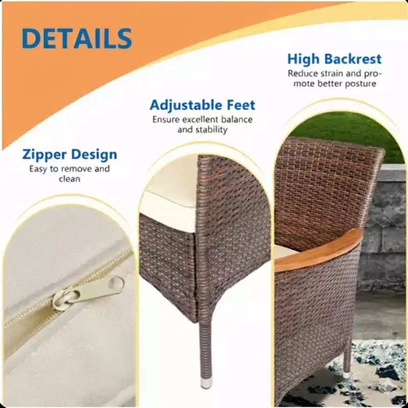 4-Piece All-Weather Rattan Patio Dining Chair