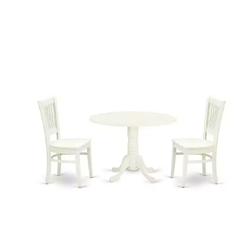HomeStock Modern Round Dining Table Set Linen White