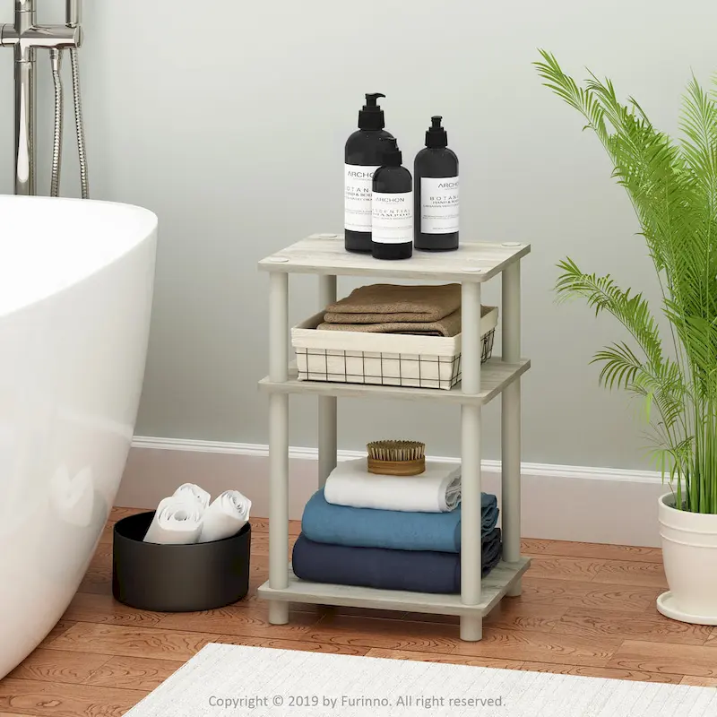 3-Tier End Table, Sonoma Oak/White, No-Tools Assembly, 1-Person
