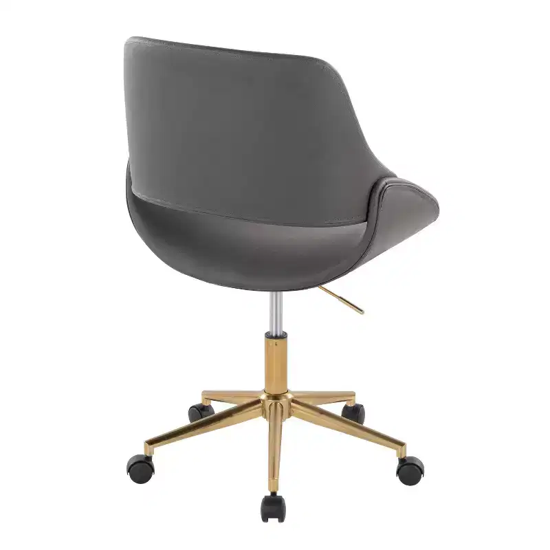 Office Chair Gold/Gray PU Leather Adjustable Height 360 Swivel