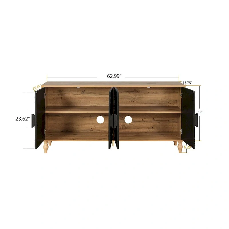 Storage Cabinet with Carved Door and Metal Handles