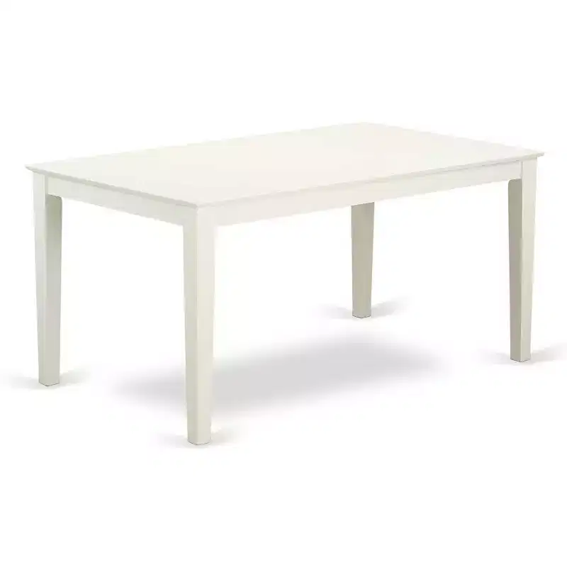 5-Piece Rectangular Linen White Finish Solid Wood Top-Upholstered Dining Room Set-Seats 4