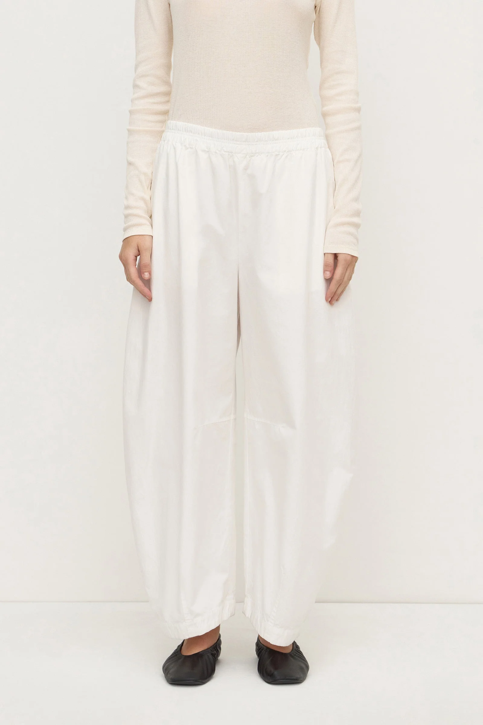 White Cotton Voluminous Barrel Leg Pant