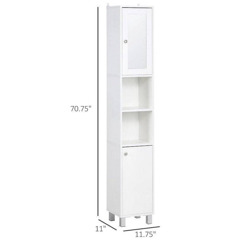 Tall Bathroom Storage Cabinet with Mirror,Freestanding Tower Cabinet