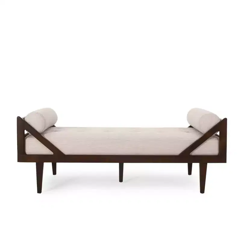 Rayle Contemporary Tufted Chaise Lounge with Rolled Accent Pillows - Christopher Knight Home