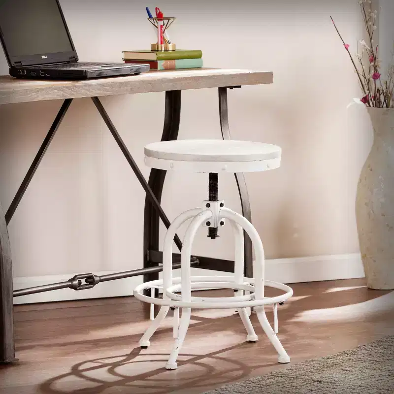Industrial Adjustable Height Swiveling Stool - White - SEI