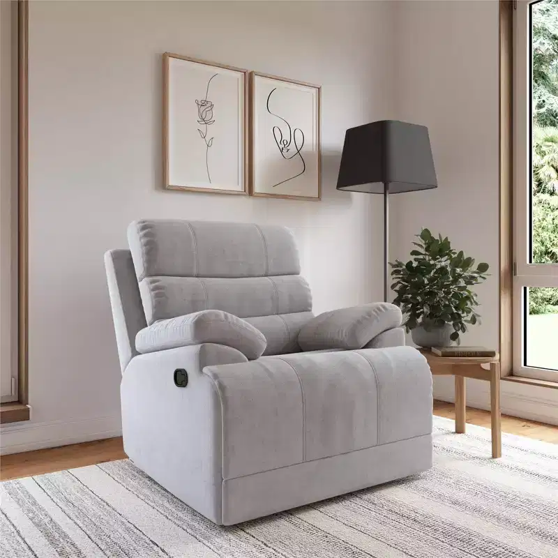 DHP McAllen Recliner Chair, Light Gray Textured Fabric