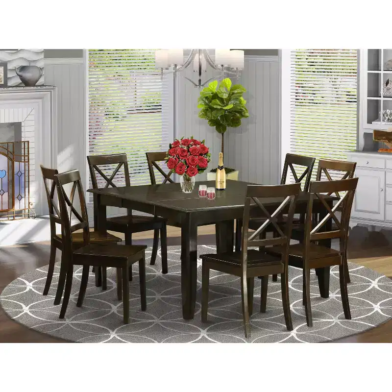 Parfait Dining Room Set Dark Cappuccino Square Gathering Table With Chairs Modern