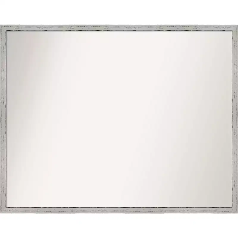 29" x 23" Shiplap White Wood Wall Mirror: Modern Rectangle, No Assembly - Amanti Art