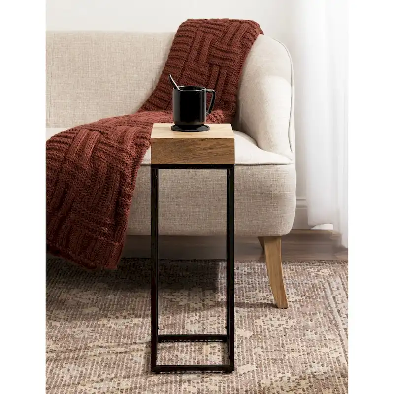Wood and Metal Drink Table - 8x8x23
