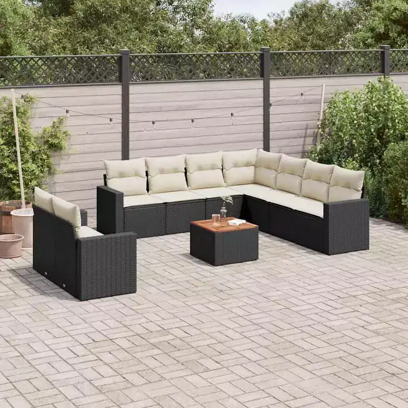 vidaXL Garden Sofa Set Black, Cream White