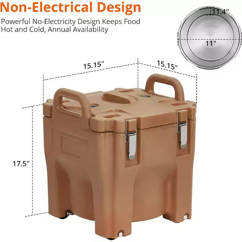 Insulated Food Carrier 22Qt Stackable Hot Box with Spoon and Wheels