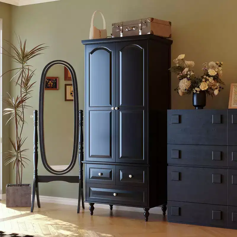Wardrobe Closet 2 Door 3 Drawer with Tall Legs