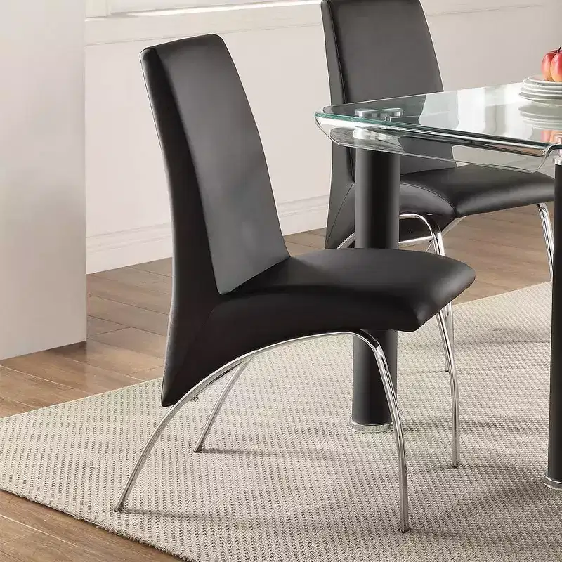 Pervis PU Dining Chairs Set of 2 - Metal Frame, Slat Back