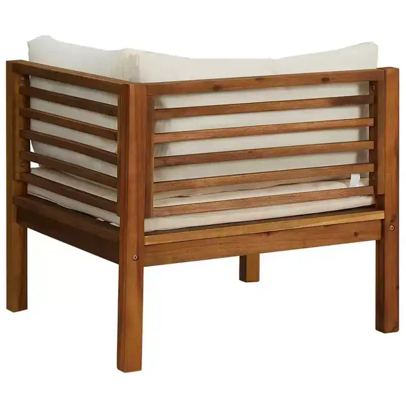 vidaXL Corner Sofas 2 pcs with Cream White Cushions Solid Acacia Wood - Cream White Corner Sofa (2 pcs)