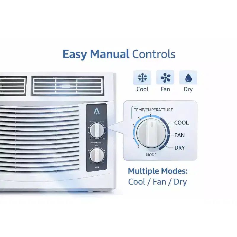 Acekool 5,000 BTU Window Air Conditioner, Fast Cooling Window AC with Remote, Timer, Quiet Room Cooling for Small Rooms up to 300 Sq Ft