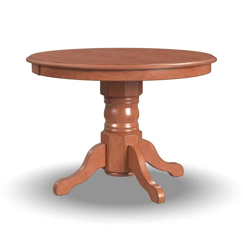 Round Pedestal Dining Table – Brown Oak Finish, Traditional Style, Seats 4, Single-Person Assembly