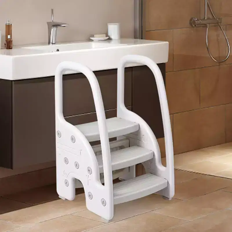 TROPOW Toddler Step Stool, Kids Step Stool with Handles Sides, Plastic 3 Step Stool for Bathroom Sink,Kitchen Counter,Toilet Potty Training