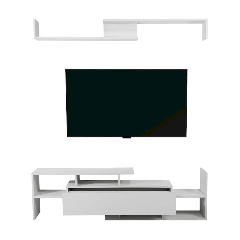 Surrey 60.2 2 Pc 1-Drawer Floating TV Stand Media Console with Open Shelves