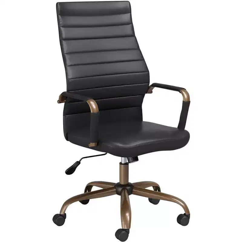 Vintage Black Faux Leather Adjustable Office Chair