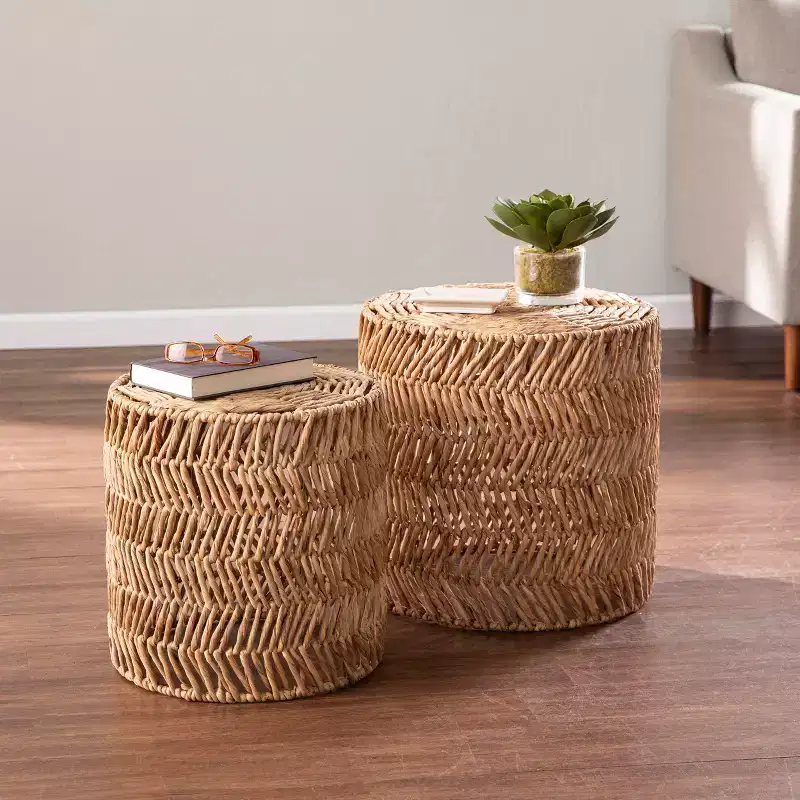 Davari Water Hyacinth Nesting Tables - 2pc Set - Natural - SEI