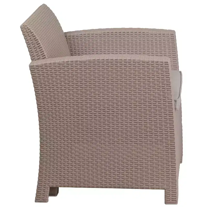 Flash Furniture Faux Rattan Chair with All-Weather Cushion
