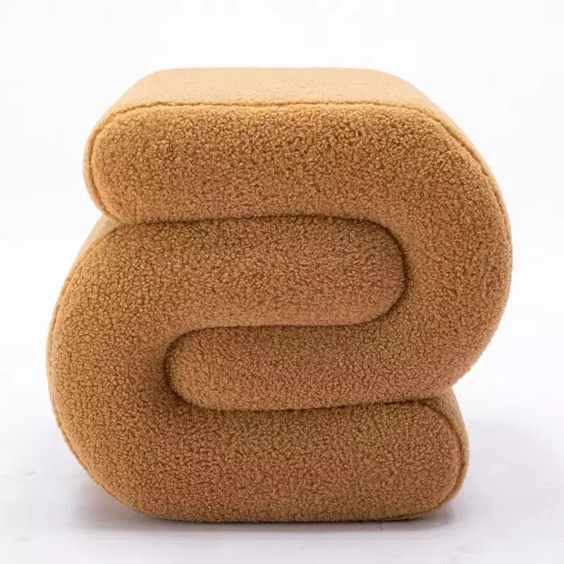 GDFStudio Mila 19.3 Teddy S-Shape Ottoman/Footstool