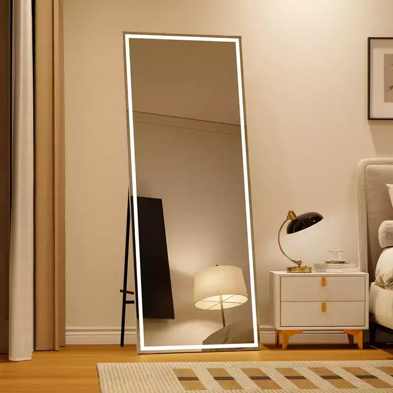 LED Mirror Full Length 71x 28 Full Body Mirror with Light Floor Mirror Wall Mounted Mirror Freestanding dimming 3 Colors Lighting Bedroom Bathroom