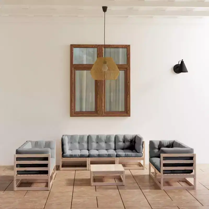 vidaXL Garden Lounge Set Natural pine Solid pine wood Medium Modular