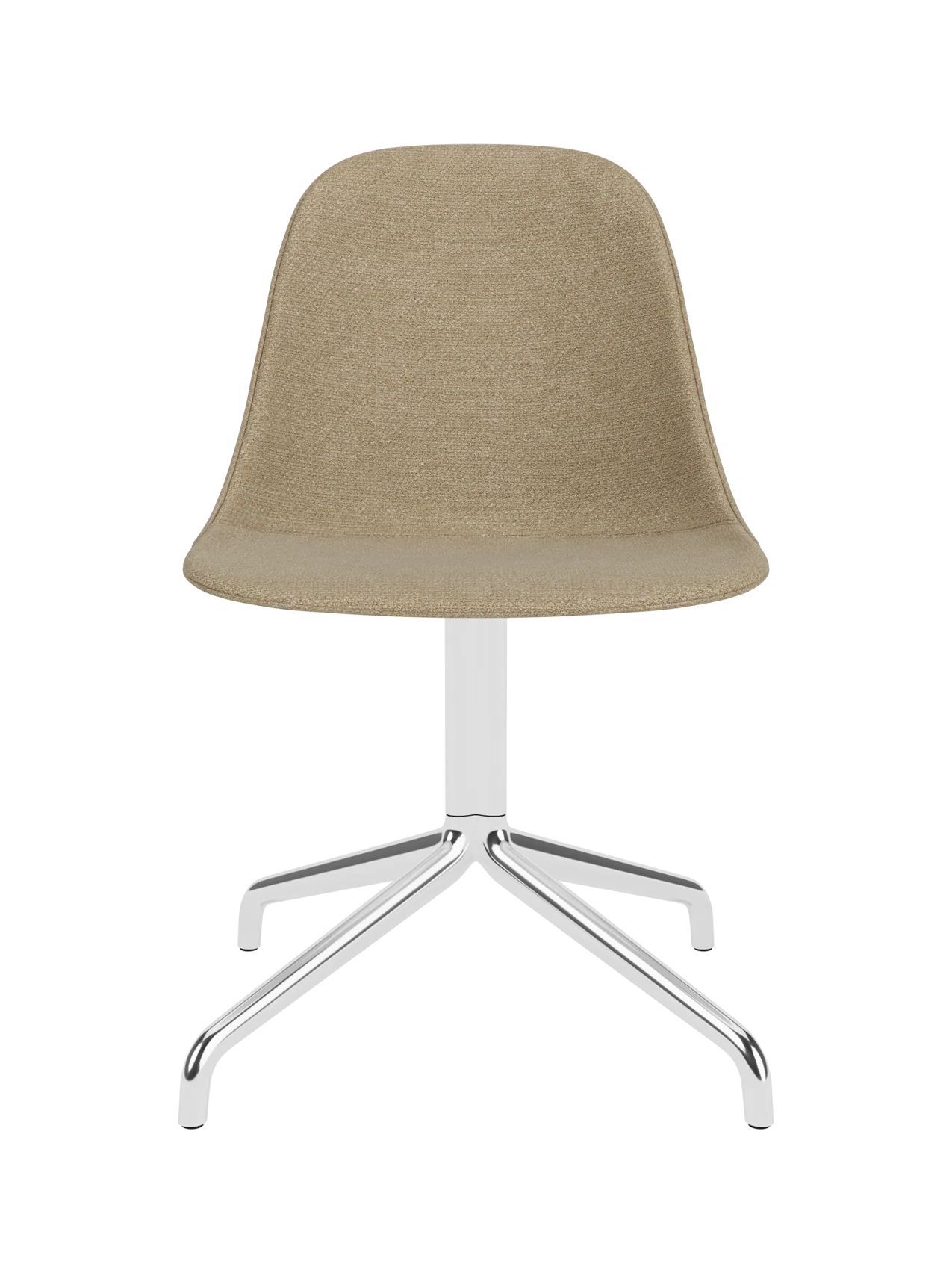 Contemporary Upholstered Side Dining Chair Polished Aluminium Swivel Base for Dining Room & Office