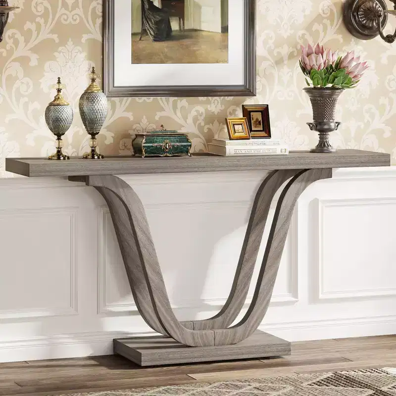 LITTLE TREE 55" Farmhouse Console Table Light Gray