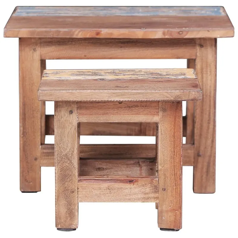 vidaXL Nesting Tables 2 pcs Solid Reclaimed Wood - 15.7 x 15.7 x 11.8