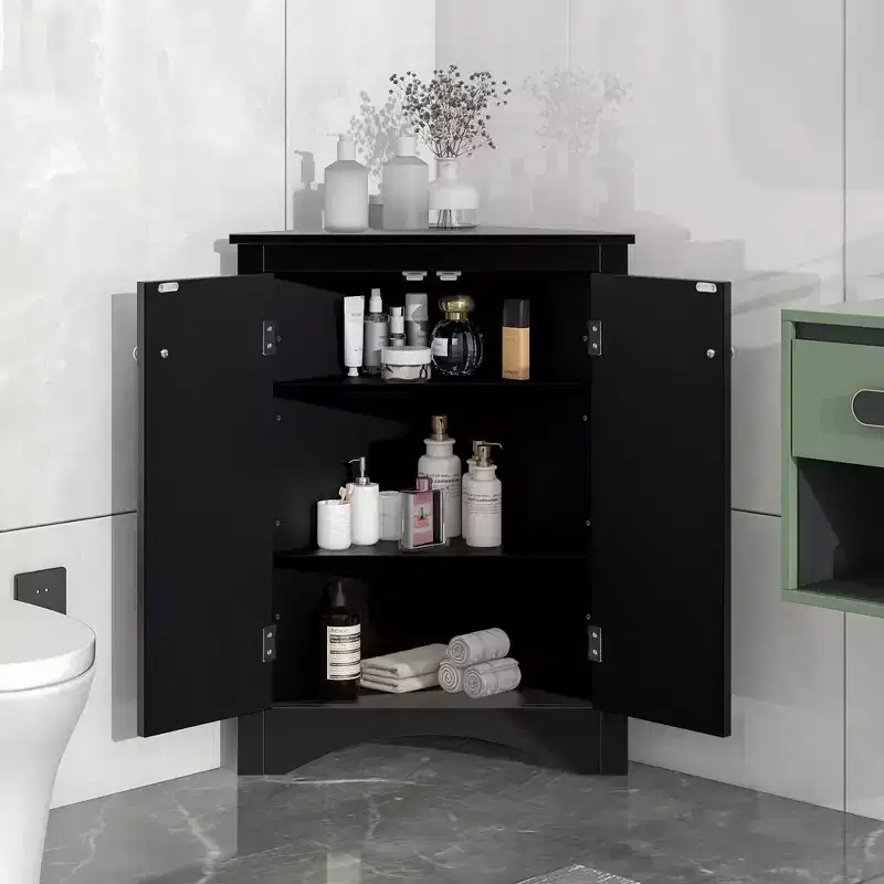 Triangle Bathroom Storage Cabinet Corner Cabinet with Adjustable Shelves