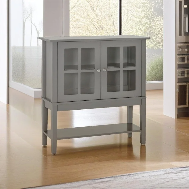 Buffet Cabinet with Adjustable Inner Shelving and Glass Doors - N/A