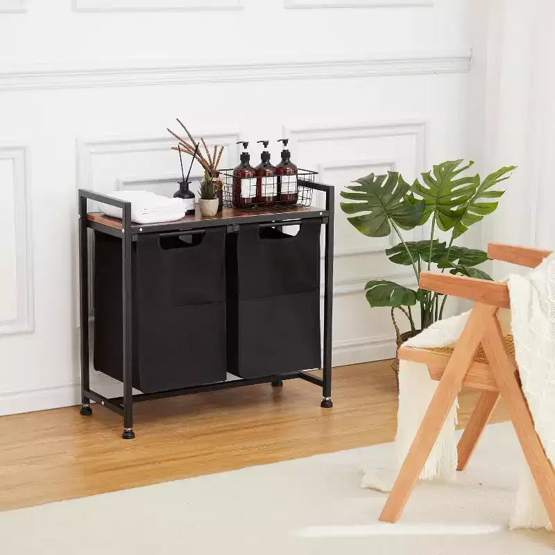 Laundry Hamper with Shelf, Laundry Basket 4 Section, Laundry Sorter, Cloest Storage and Organization, Clothes hamper with Table for Bathroom, Bedroom