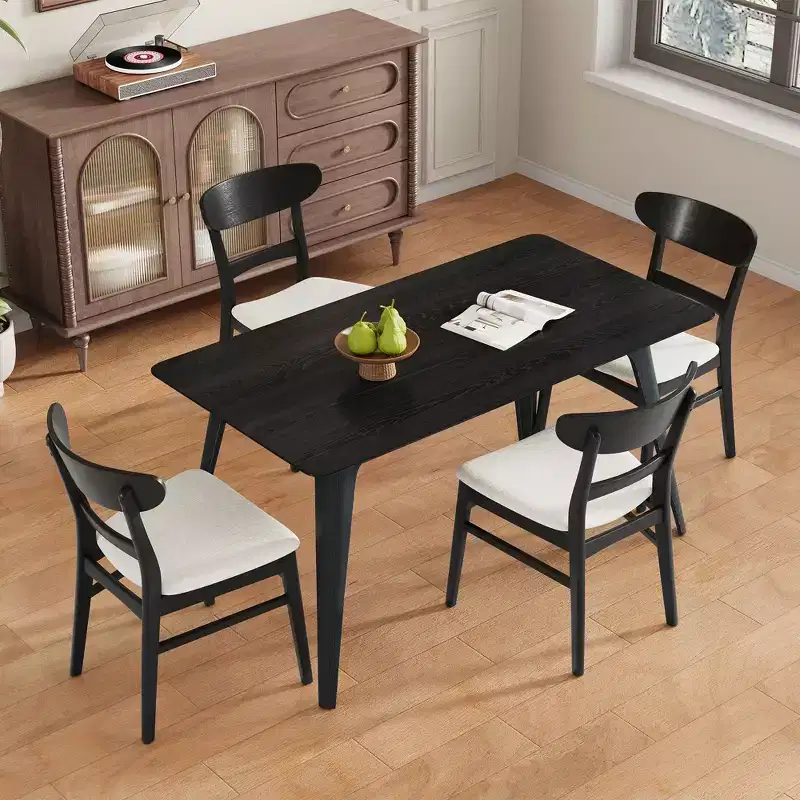 Christopher Knight Home Jinna Mid-Century Modern 5 Piece Rubberwood Dining Set with Upholstered Chairs