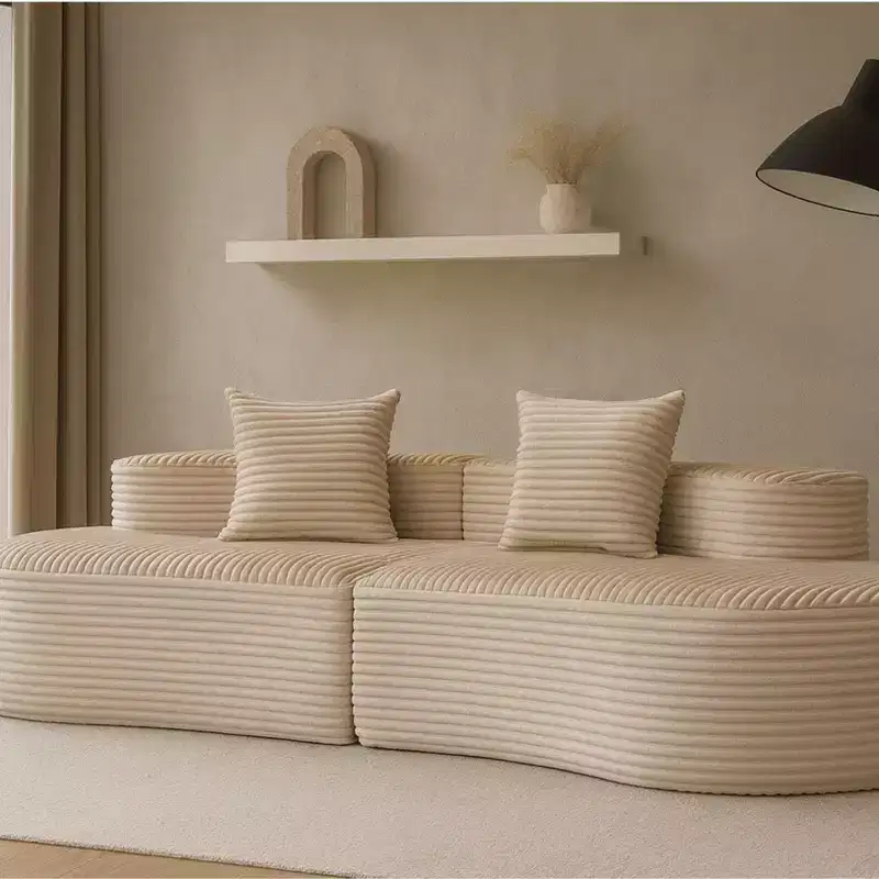 ModernLuxe Curved Modular Sectional Sofa, 2-Piece Channel Tufted Corduroy Couch, No Assembly Required