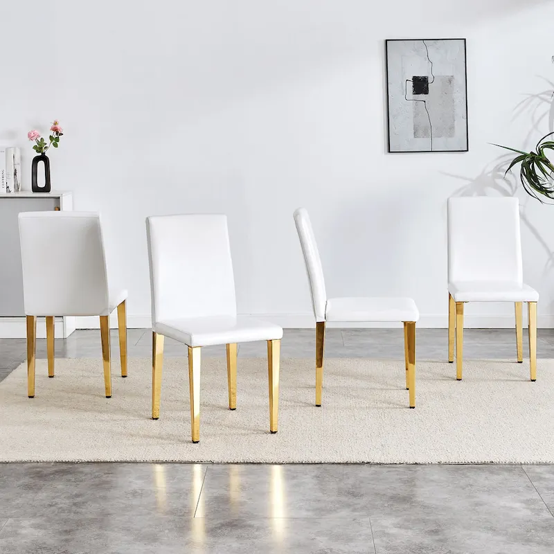 Dining Chairs Set of 4,Modern Kitchen & Dining Room Chairs,Faux Leather Cushion Seat Metal Legs