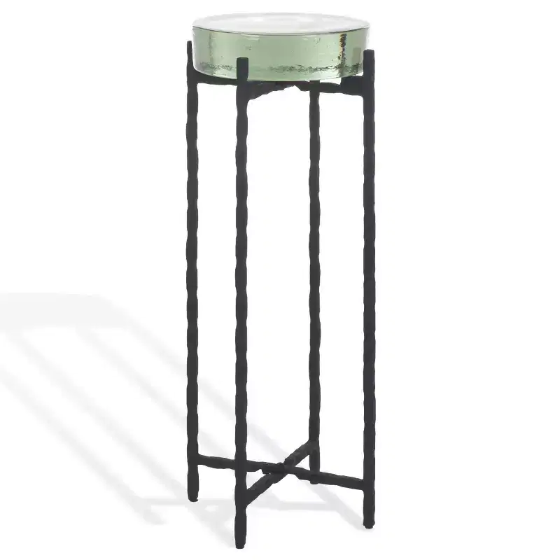 Cast Glass Drink Table, Black and Clear