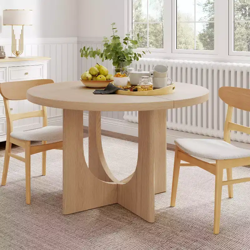 Christopher Knight Home Beau Rustic 48 Wood Round Dining Table with Criss Cross Legs