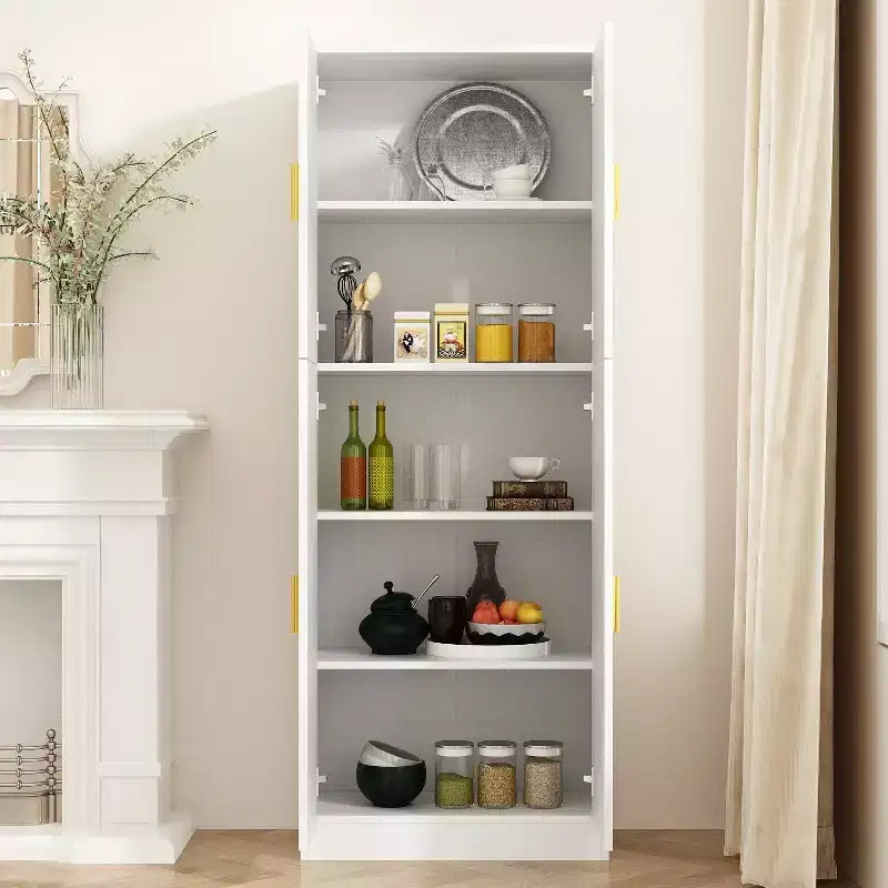 Famapy 5-Shelf Kitchen Cabinet Pantry Cabinet 4-Door Adjustable Shelves