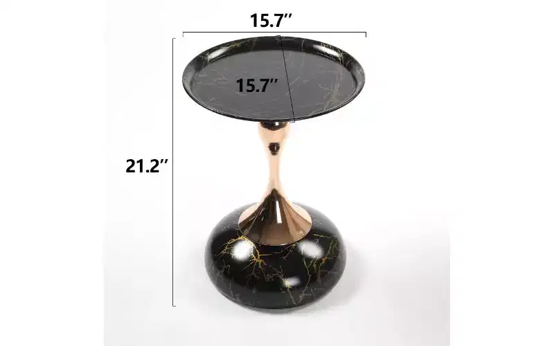 Mermaid Tail Pedestal Round Side Table, Anti-Rust Metal Tray Top Small Coffee Table, Versatile Accent Table, End Table for Living Room