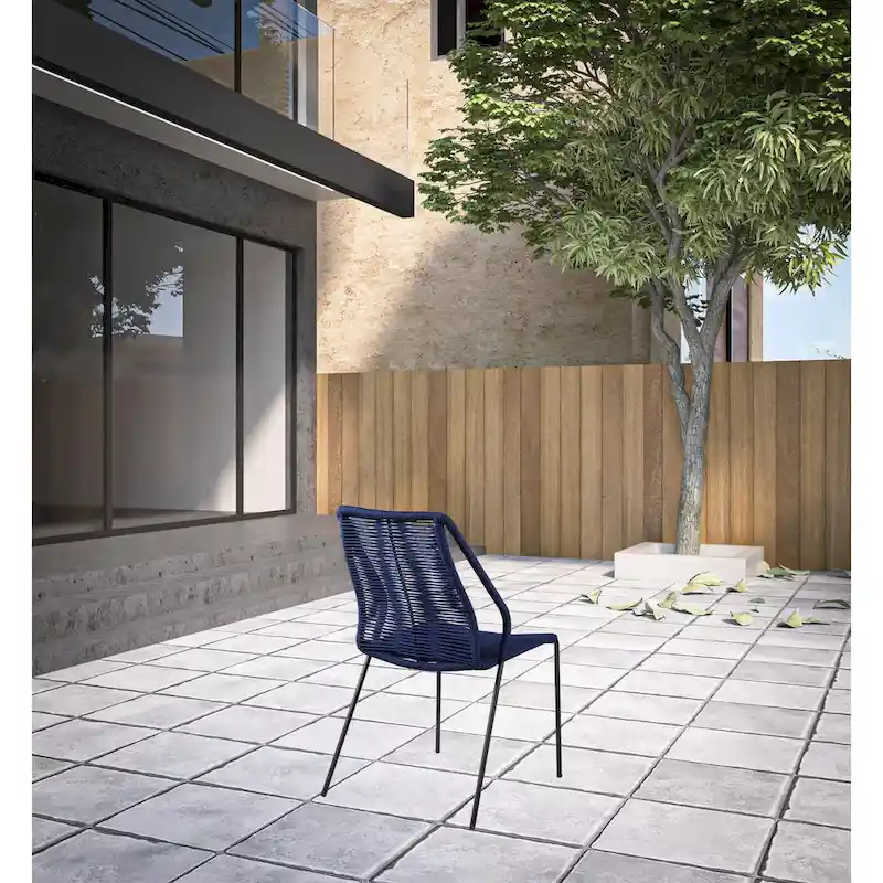 Set of Two 22 Blue Metal Outdoor Dining Chair