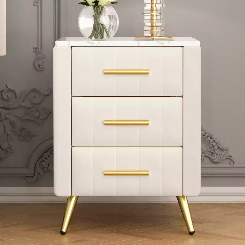 Modern Nightstand 3-Drawer Door Cabinet
