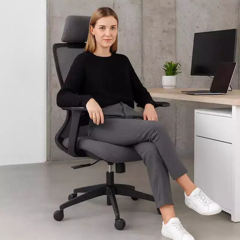 Ergonomic Office Chair with Mesh High Back, 120Recliner&360Swivel Computer Chair, Nylon Base PC Chair with Wheels, Adjustable Height