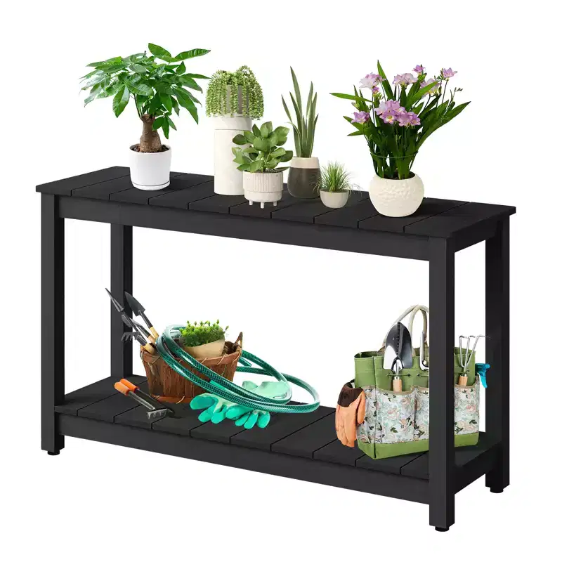 Durable All-Weather Wooden Patio Side Table, Classic Outdoor End Table for Garden, Lawn & Porch, Compact & Stable
