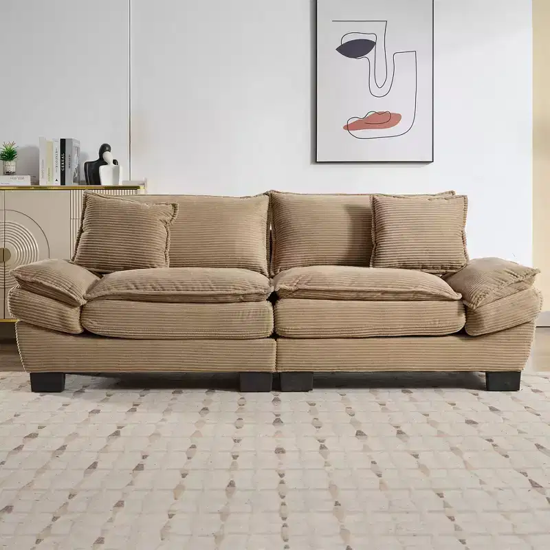 84 Inch Corduroy Couch Loveseat Sofa with 2 Pillows for Living Room,Small Space,Office,Apartment