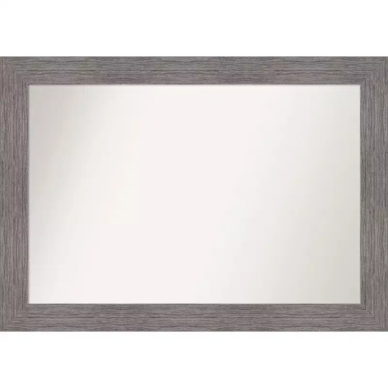 Amanti Art 42"x30" Non-Beveled Pinstripe Plank Gray Wall Mirror: Modern Rectangle, Includes Mounting Hardware